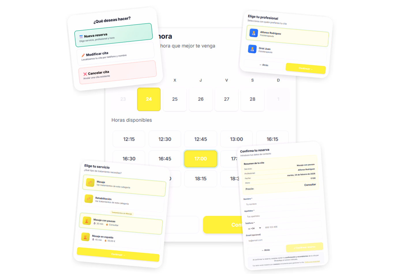 Página de reservas para pacientes